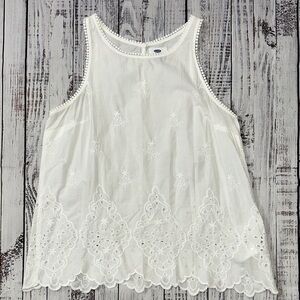 Old Navy White Embroidered‎ Blouse Sz. L